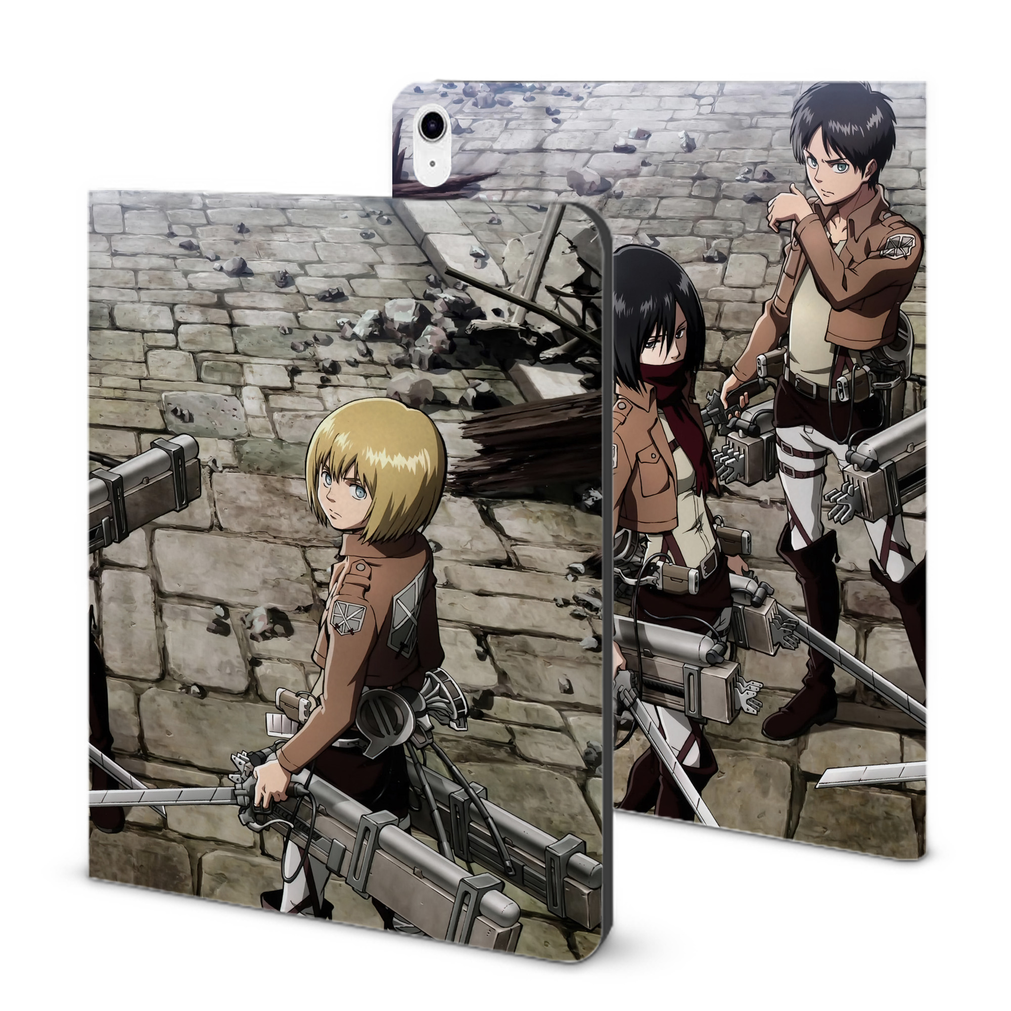 （画像用） 進撃の巨人 Attack on Titan IPad ケース ブック型 PUレザー TPU 耐衝撃 軽量 薄型 ペン収納なし 全面保護 IPad 各モデル対応